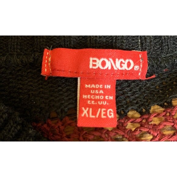 Bongo Womens XL Striped Cardigan Sweater Red & Navy Knit Open Front With Pockets - Picture 4 of 7